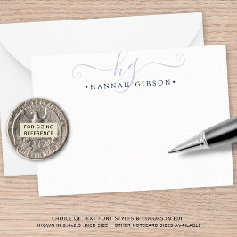 Tarjeta Pequeña Iniciales de escritura azul de la Marina Monográfi