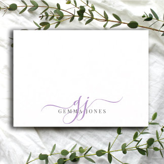 Tarjeta Pequeña Iniciales de guión de lavanda monograma de moda