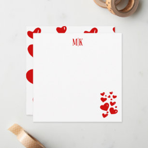 Tarjeta Pequeña Iniciales de los corazones rojos