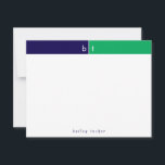 Tarjeta Pequeña Iniciales de monograma banda azul verde papelería<br><div class="desc">Este diseño simple y moderno presenta una banda de 2 colores con 2 iniciales y nombre/texto en la parte inferior. Haga clic en el botón personalizar si desea ajustar los elementos del diseño y/o modificar aún más el texto. Variaciones de este diseño, colores adicionales, así como productos coordinados están disponibles...</div>