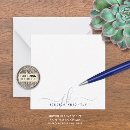 Tarjeta Pequeña Iniciales de monograma de escritura azul de la Mar