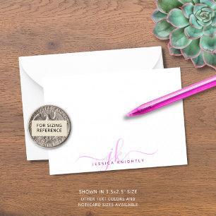 Tarjeta Pequeña Iniciales de monograma de escritura magenta rosa d