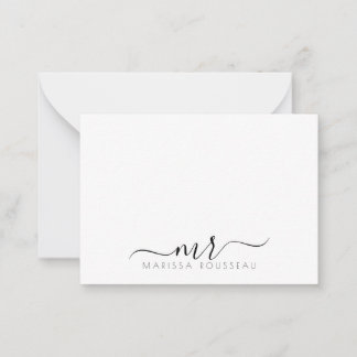 Tarjeta Pequeña Iniciales de monograma elegante de escritura moder