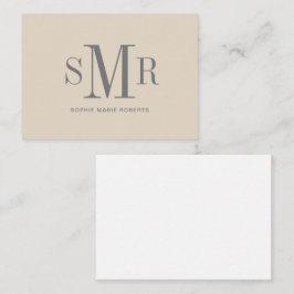 Tarjeta Pequeña iniciales de monograma modernas de tres letras nom
