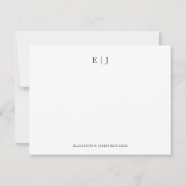 Tarjeta Pequeña Iniciales de monograma personalizadas verde esmera