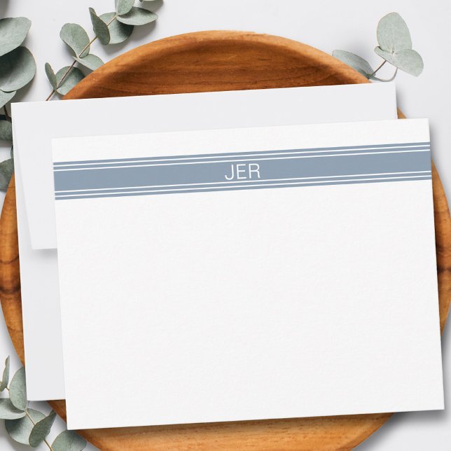 Tarjeta Pequeña Iniciales de nombre de monograma personalizado Dus (Dusty Blue Personalized Monogram Name Initials Note Card)