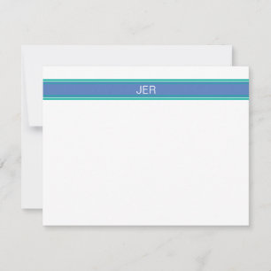 Tarjeta Pequeña Iniciales de nombres monogramados azul y Verde azu
