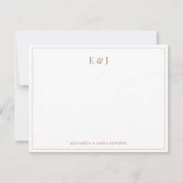 Tarjeta Pequeña Iniciales de Pareja Elegantes con Doble Borde de O