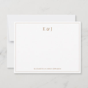 Tarjeta Pequeña Iniciales de Pareja Elegantes con Doble Borde de O