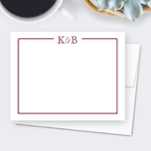 Tarjeta Pequeña Iniciales de Pareja Monograma de Recién Casados Vi