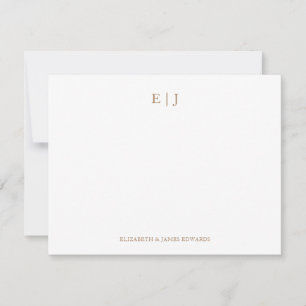 Tarjeta Pequeña Iniciales de Pareja Monograma Dorado Personalizada