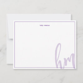 Tarjeta Pequeña Iniciales de Pareja Monograma Grande Simple Bodas 