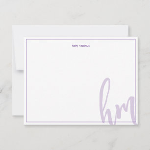 Tarjeta Pequeña Iniciales de Pareja Monograma Grande Simple Bodas
