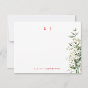 Tarjeta Pequeña Iniciales de Pareja Monograma Navidad Personalizad