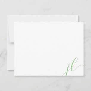 Tarjeta Pequeña Iniciales Dobles de Letra Caligráfica Verde Salvia