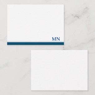 Tarjeta Pequeña Iniciales Elegantes Monograma Borde Azul Marino