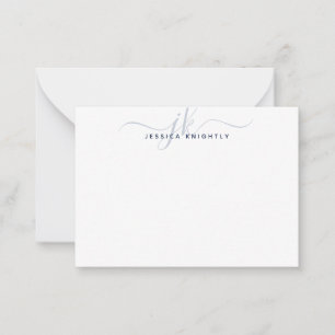 Tarjeta Pequeña Iniciales monogramas modernos Script Navy azul mín
