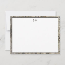 Tarjeta Pequeña Iniciales simples de monograma de borde de madera 