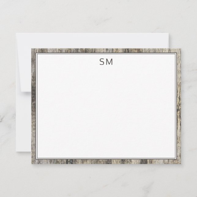 Tarjeta Pequeña Iniciales simples de monograma de borde de madera  (Anverso)