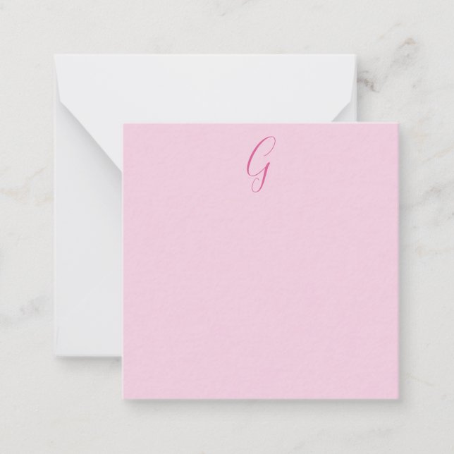 Tarjeta Pequeña Initial Letter Monogram Light Pink Plain Chic (Anverso)