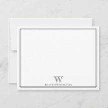 Initial Monogram Black Double Border Professional