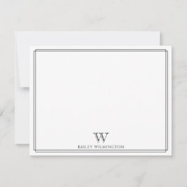 Tarjeta Pequeña Initial Monogram Black Double Border Professional