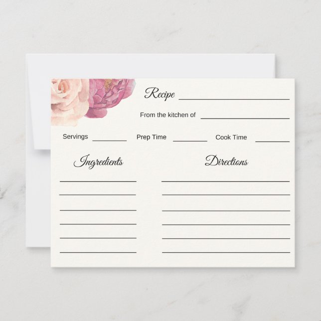 Tarjeta Pequeña Instrucción para la receta de la ducha de novia Pe (Anverso)