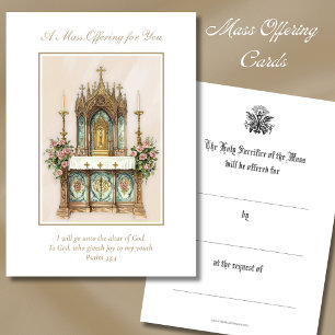 Tarjeta Pequeña Intenciones de Ofrenda de la Misa Católica Recuerd