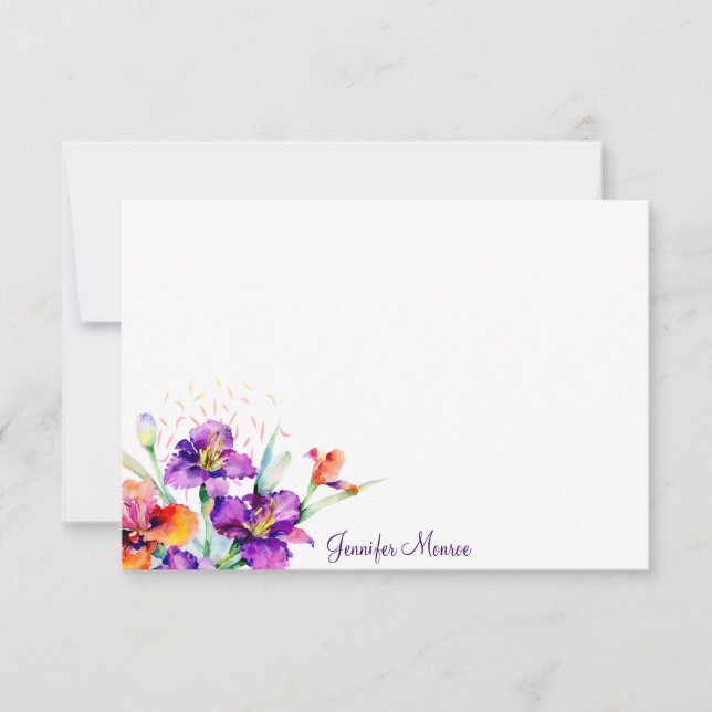 Tarjeta Pequeña Iris morado y rojo personalizado (Anverso)