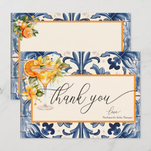 Tarjeta Pequeña Italiano vintage Naranja Citrus Floral Gracias