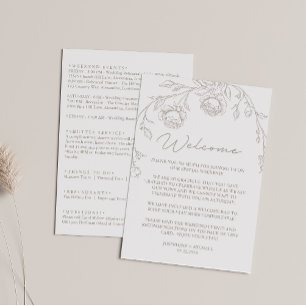 Tarjeta Pequeña Itinerario de boda en sepia vintage y carta de bie