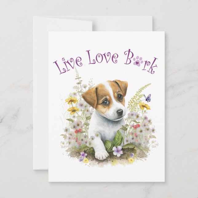 Tarjeta Pequeña Jack Russell Dog Mom Floral (Anverso)