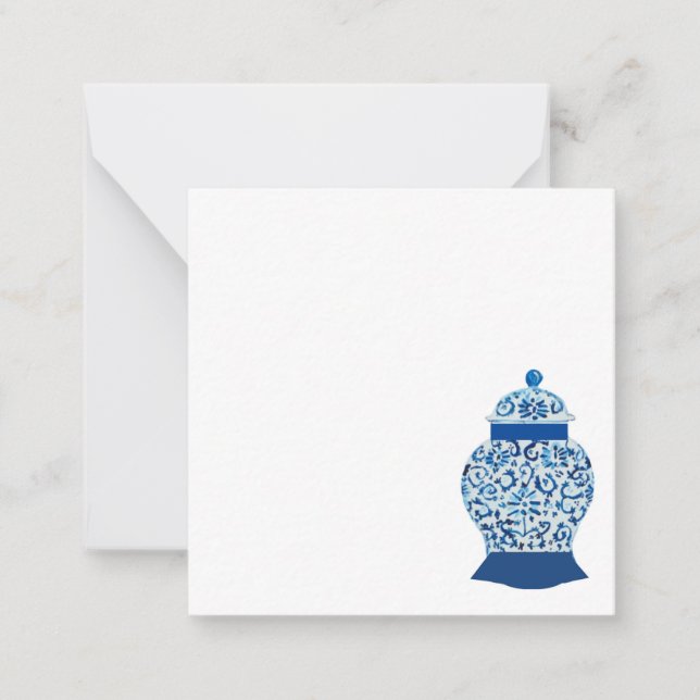 Tarjeta Pequeña Jar de jengibre azul y blanco (Anverso)