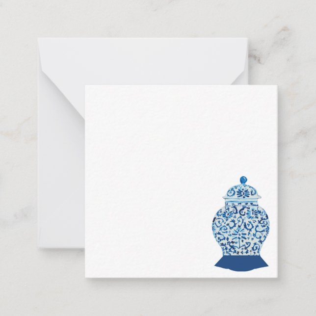 Tarjeta Pequeña Jar de jengibre azul y blanco (Anverso)