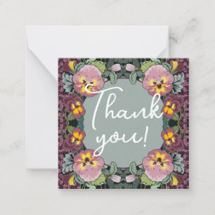 Tarjeta Pequeña Jardín Art Nouveau de Pansies Nostalgic