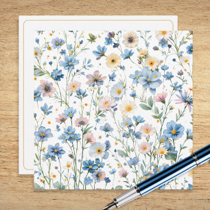 Tarjeta Pequeña Jardín Botánico con Patrón de Flor Silvestre Rústi