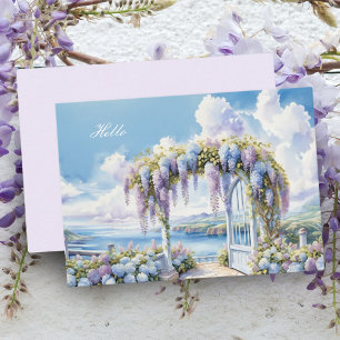 Tarjeta Pequeña Jardín De Wisteria Arte En Acuarela Con IA