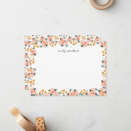 Tarjeta Pequeña Jardín Floral Acuarela Rosa Personalizado
