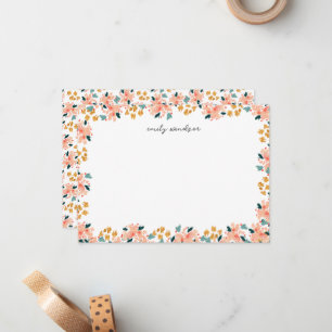 Tarjeta Pequeña Jardín Floral Acuarela Rosa Personalizado