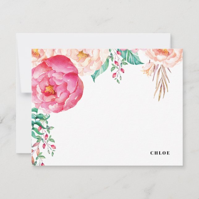 Tarjeta Pequeña Jardín Tropical Peony | Stationery personalizada (Anverso)