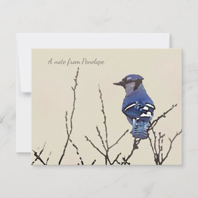 Tarjeta Pequeña Jay Bella Artes original azul para los amantes de  (Anverso)