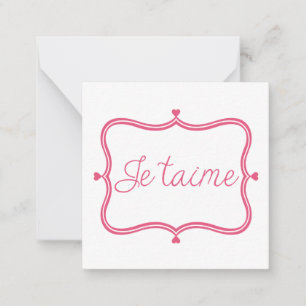 Tarjeta Pequeña Je taime piink