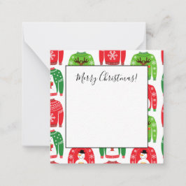 Tarjeta Pequeña Jerseys Feos de Navidad Oso Polar Muñeco de Nieve 