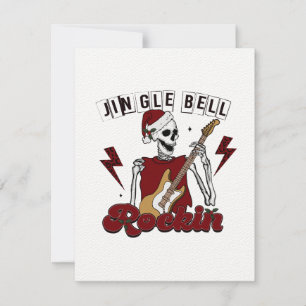 Tarjeta Pequeña Jingle Bell Rockin' En Skeleton Guitar Player