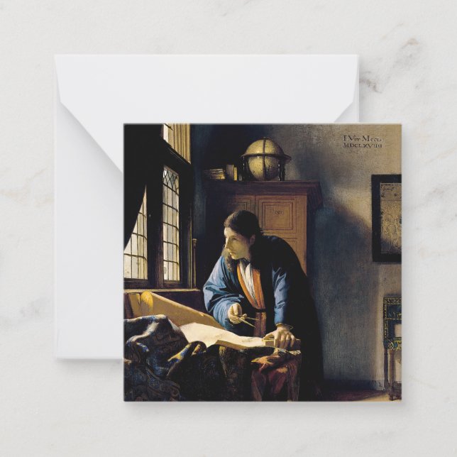 Tarjeta Pequeña Johannes Vermeer - El geógrafo (Anverso)