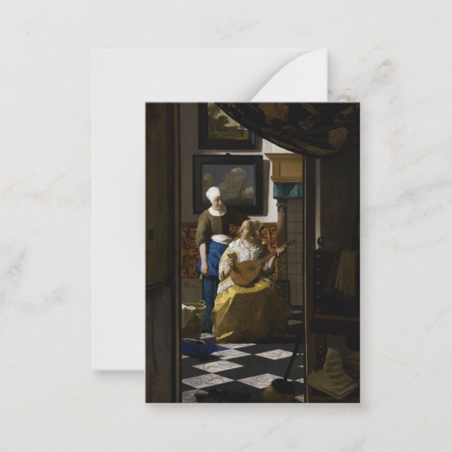 Tarjeta Pequeña Johannes Vermeer - La carta de amor (Anverso)