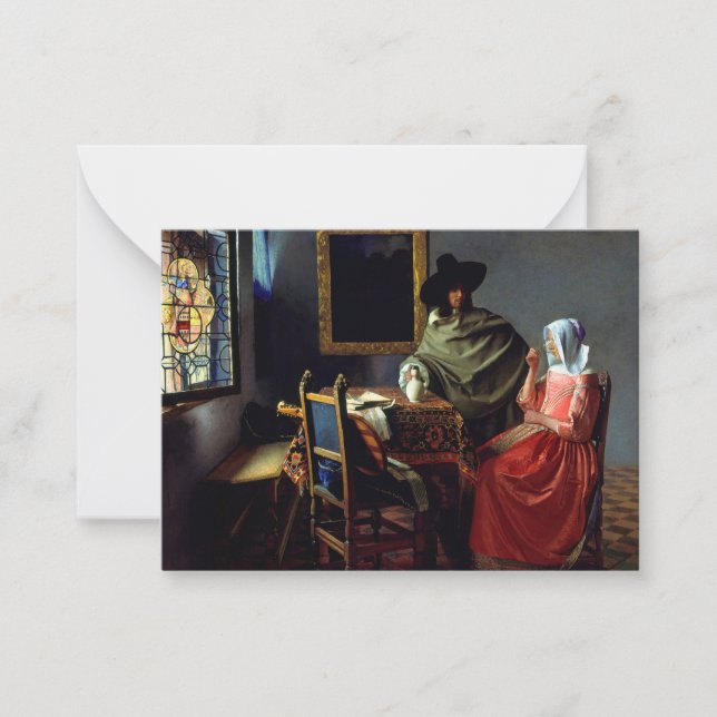 Tarjeta Pequeña Johannes Vermeer - La copa de vino (Anverso)