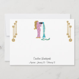 Tarjeta Pequeña Joyas de Perla y Oro con Rótulo Aquarius Zodiac
