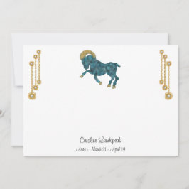 Tarjeta Pequeña Joyas Pearl & Gold con Rótulo Aries Zodiac