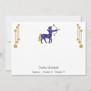 Tarjeta Pequeña Joyas Pearl & Gold con Rótulo Sagittarius Zodiac